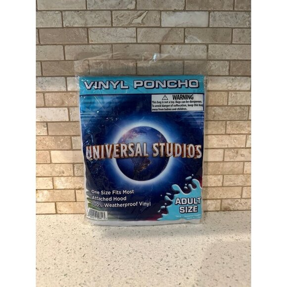 Universal Studios Hooded Vinyl Rain Poncho Weatherproof ADULT One Size BRAND NEW - Picture 1 of 2